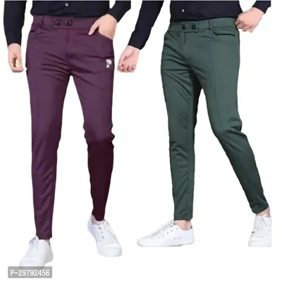 Stylish Modal Solid Track Pants For Men - Pack Of 2-thumb0