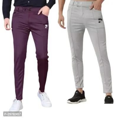 Stylish Modal Solid Track Pants For Men - Pack Of 2-thumb0