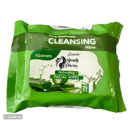 SENECIO Beauty Phoria Aloe Vera Daily Essentials Cleaning Facial Refreshing Wet Wipes 1 Pack 25 Wipes