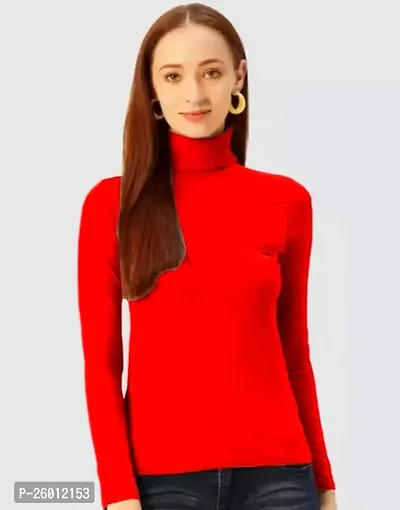 Stylish Fancy Designer Red Cotton Blend Solid Top For Women-thumb0
