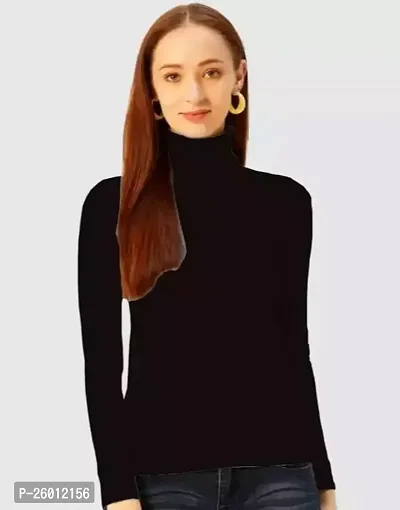 Stylish Fancy Designer Black Cotton Blend Solid Top For Women