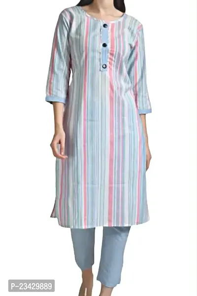 SJ SUITES Cotton Latest  Stylish Regular Kurta with Pant for Women and Girls-thumb0