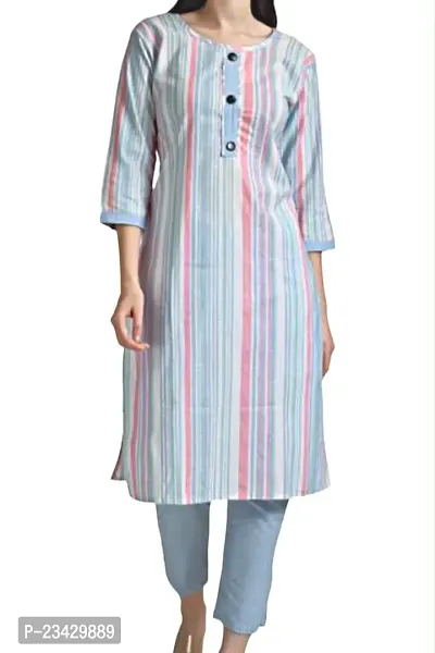 SJ SUITES Cotton Latest  Stylish Regular Kurta with Pant for Women and Girls-thumb3