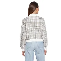 Trendy Women checkered Full Sleeves Grey Bomber Jacket-thumb4