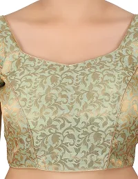 FIGUREUP Women Printed Half Sleeve Round Neck Pista Green Chanderi Blouse for Casual Wear 42-thumb4