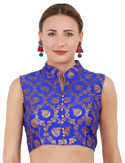 Figureup printed jacquard readymade blouse single piece