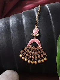 Traditional Gold Platted Stone Studded Meenakari Maangtika-thumb2