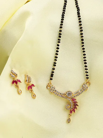 Stylish Gold Plated Artificial Stones Mangalsutra