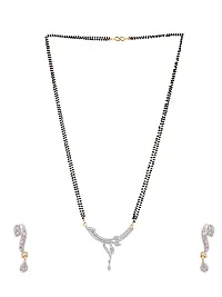 Alluring Gold Plated Artificial Stones Studded And Beaded Mangalsutra Set For Women-thumb1