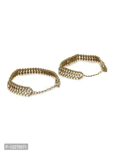 Gold Plated Bridal Stone Studded Ethnic Anklet for Women and Girls-thumb4