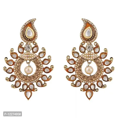 Gold Plated Sun Motif Trendsetting Chand Bali (White)-thumb0