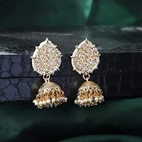 Gold Plated Kundan studded Designer Jhumka/jhumki Earring-thumb2