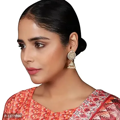 Gold Plated Kundan studded Designer Jhumka/jhumki Earring-thumb2