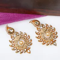 Gold Plated Sun Motif Trendsetting Chand Bali (White)-thumb2