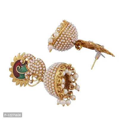 Gold Plated Kundan Pearl Dangle Earrings for Women-thumb2