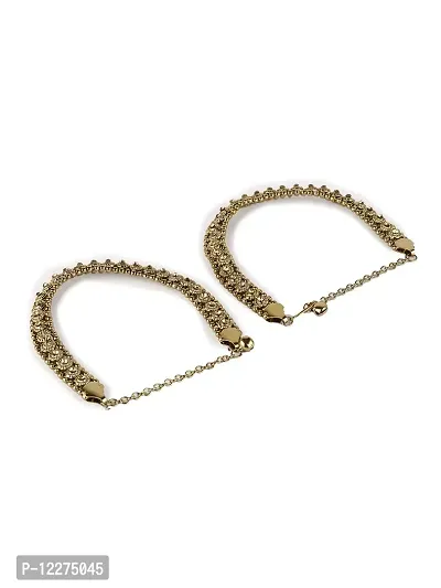 Gold Platted Bridal Stone Studded Ethnic Anklet for Women and Girls-thumb4