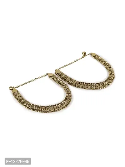 Gold Platted Bridal Stone Studded Ethnic Anklet for Women and Girls-thumb0