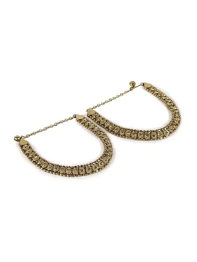 Platted Bridal Stone Studded Ethnic Anklet for Women and Girls