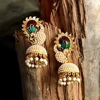 Gold Plated Kundan Pearl Dangle Earrings for Women-thumb2