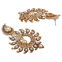 Gold Plated Sun Motif Trendsetting Chand Bali (White)-thumb1