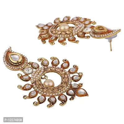 Gold Plated Sun Motif Trendsetting Chand Bali (White)-thumb2