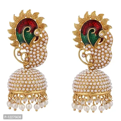 Gold Plated Kundan Pearl Dangle Earrings for Women