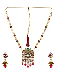 Multicolor Meenakari Long Crystal Necklace and Earring-thumb1