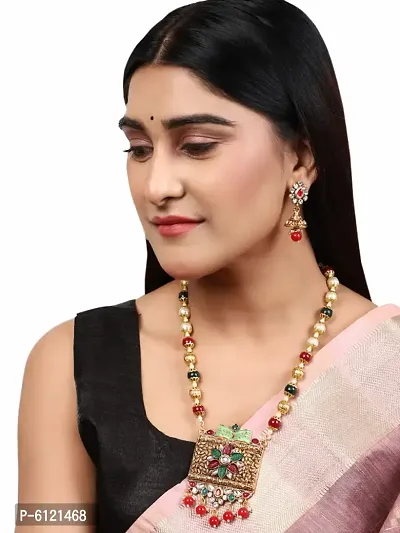 Multicolor Meenakari Long Crystal Necklace and Earring-thumb4