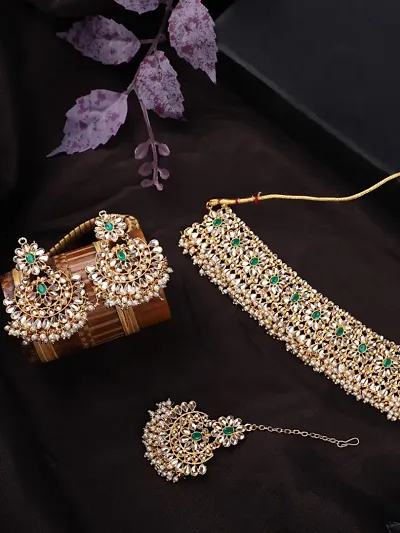Traditional White Stone-Studded Beaded Jewellery Sets