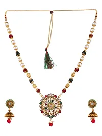 Multicolor Meenakari Long Crystal Necklace and Earring-thumb2