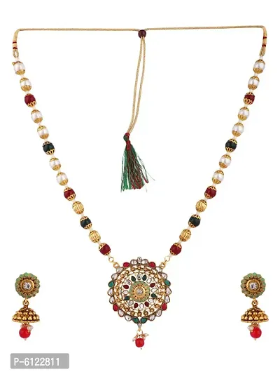 Multicolor Meenakari Long Crystal Necklace and Earring-thumb3