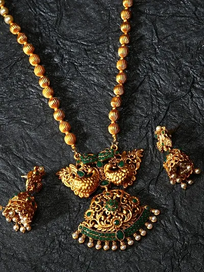 Traditional Style Brass Gold Plated Necklace Set