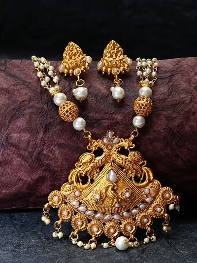 Traditional Brass Temple Jewellery Set for Womens