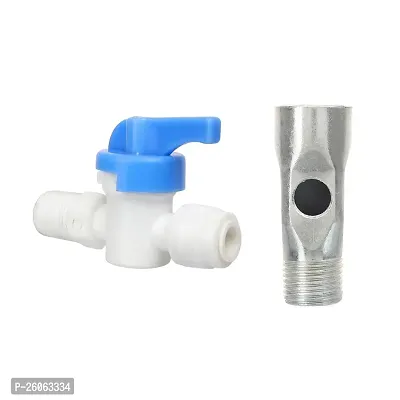 Supreme RO System Inlet Ball Valve Set 1/4 + Plastic Connector For Connection Of RO/Uv Water Purifiers With Raw Water Tap-thumb0