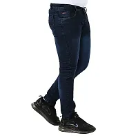 Stylish Navy Blue Denim Solid Mid-Rise Jeans For Men-thumb3
