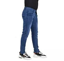Stylish Blue Cotton Solid Mid-Rise Jeans For Men-thumb1