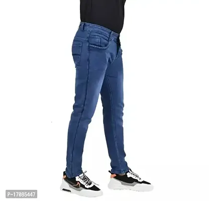 Stylish Blue Cotton Solid Mid-Rise Jeans For Men-thumb2