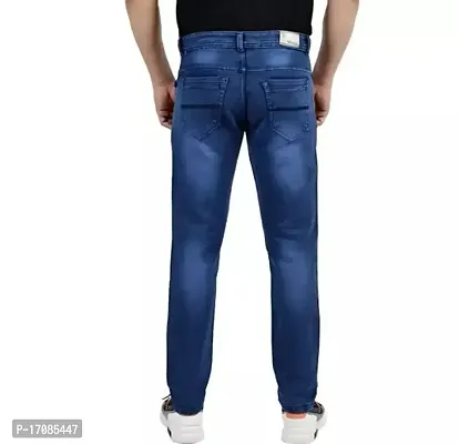 Stylish Blue Cotton Solid Mid-Rise Jeans For Men-thumb3