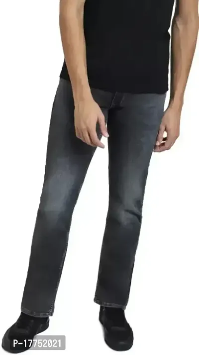 Stylish Grey Denim Faded Mid-Rise Jeans For Men-thumb0