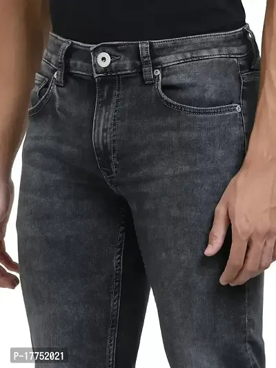 Stylish Grey Denim Faded Mid-Rise Jeans For Men-thumb3
