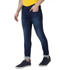 Stylish Navy Blue Denim Faded Mid-Rise Jeans For Men-thumb4