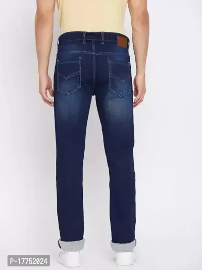 Stylish Blue Denim Faded Mid-Rise Jeans For Men-thumb2