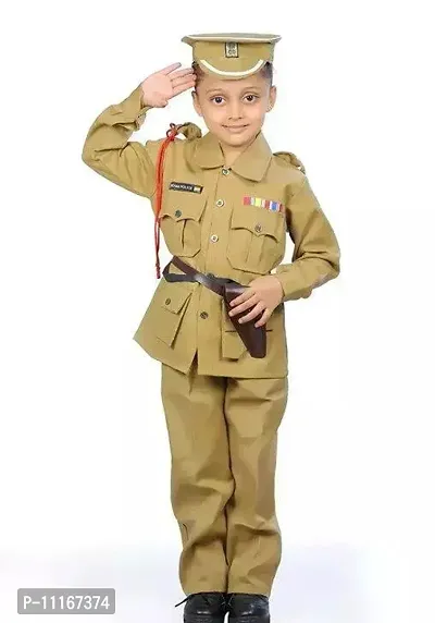 BOYS ARMY OR BSF DRESS WITH CAP WHISTEL ROPE GUN GUN COVER FOR FANCY DRESS COMPITITION OR REGULAR WEAR-thumb0