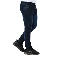Stylish Navy Blue Denim Solid Mid-Rise Jeans For Men-thumb1