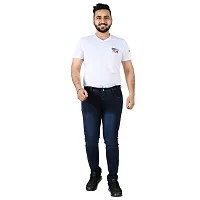 Stylish Navy Blue Denim Solid Mid-Rise Jeans For Men-thumb2