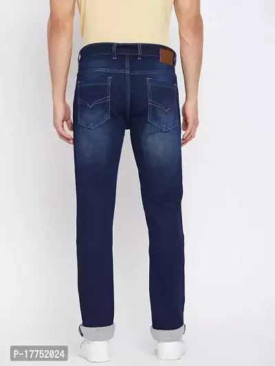 Stylish Blue Denim Faded Mid-Rise Jeans For Men-thumb4