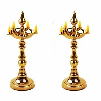 Brass oil Lamp Kashi Samai Diya (Height 8 Inch ) Pack Of 2-thumb1