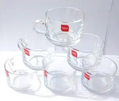 TREANDCARD Glass Tea/Coffee Cup - 6 Pieces, Transparent, 150 ml-thumb1