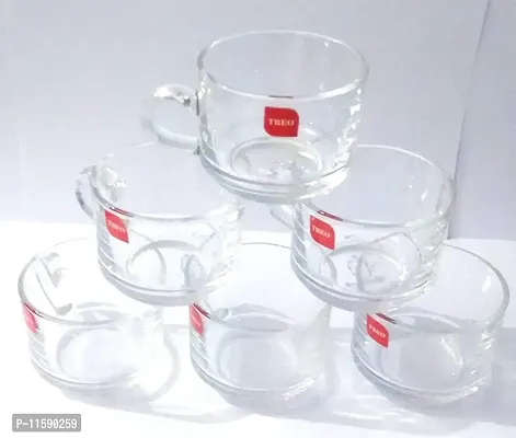 TREANDCARD Glass Tea/Coffee Cup - 6 Pieces, Transparent, 150 ml-thumb2