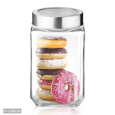 Treo by Milton Cube Storage Glass Jar, 1800 ml, Transparent | Storage Jar | Modular | Kitchen Organizer | Modular | Multipurpose Jar | BPA Free-thumb0